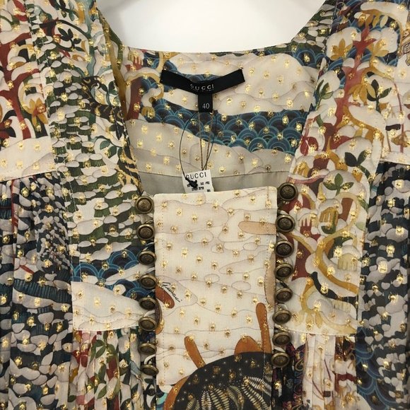 Gucci Forest Print Silk Chiffon Dress - Picture 6 of 8